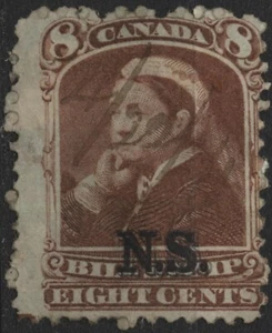 Canadá 1868 VanDam #NSB9 8c marrón, sello de billetes de Nueva Escocia, usado - Imagen 1 de 2