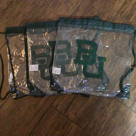 Set Of 3 Baylor University Bears BU Clear Drawstring Stadium Bags Backpack NEW Cover