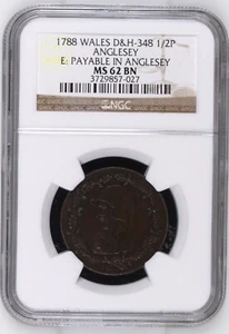 GREAT BRITAIN Wales Anglesey 1788 Halfpenny Conder Token D&H-348 NGC MS62 - Picture 1 of 5
