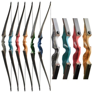60" Takedown Hunting Bow 20-60lbs Longbow Wooden Archery Target Black Hunter - Picture 1 of 25