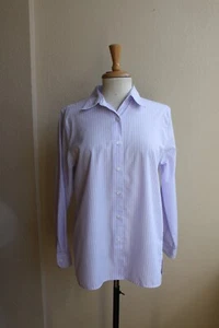 Foxcroft Pale purple Lavender Stripe Classic Fit Wrinkle Free button up Shirt 8 - Picture 1 of 3