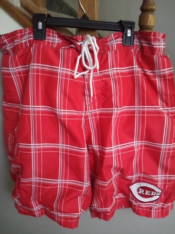 CINCINNATI REDS Mens LINED SWIM SHORTS MLB BASEBALL TEAM COLOR  XLARGE PRE-OWNED Cover