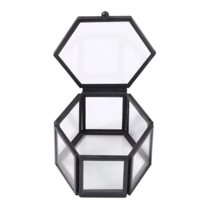 Black Glass Jewelry Box Vintage Trinket Box Display Organizer Keepsake Box - Picture 1 of 9