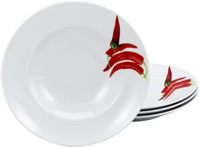 Europa Kräuter Pastateller Chilli Motive 27cm 4tlg Set Porzellan Creatable 23434 - Bild 1 von 4