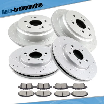 For Honda Odyssey Drilled Brake Rotors And Ceramic Brake Pads Kit Front & Rear Foto 1 de 4
