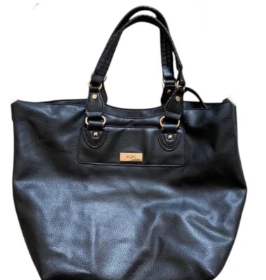 BCBG PARIS LARGE BLACK  TOTE BAG SHOULDER BAG HOBO BAG Large Black Pebble Tote - Image 1 of 4