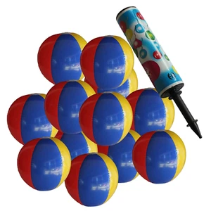Inflatable Rainbow Beach Ball 25cm Pack of 12 Colourful Beach Pool Toy Party - Picture 1 of 8