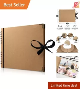 Elegant 11x8.5 Inch Hardcover Scrapbooking Album with Ribbon Closure - 50 Pages - Picture 1 of 9