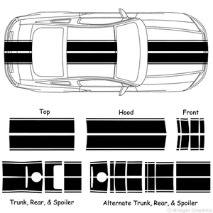 3M Eleanor Rally Racing Stripes for 2010-12 Ford Mustang 2010 2011 2012 Decals - Picture 1 of 10