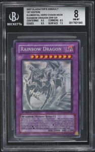 2007 YUGIOH 1ST ED GLAS-DE036 ELEMENTARHELD CHAOS NEOS RAINBOGENDRACHE BGS 8 NM - Bild 1 von 2