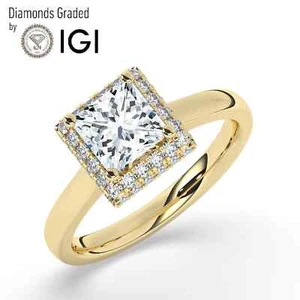 Princess Solitaire Labgrown Diamond Engagement Ring 14k Yellow Gold 1.80 Ct - Picture 1 of 23