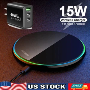 40W Wireless Fast Charger Charging Pad Dock For Samsung iPhone Android Phone - Photo 1 sur 17
