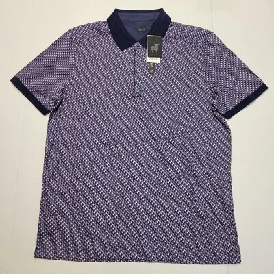 $115 Nova Camisa Polo Masculina Raffi Geométrica Gola XX-Grande 2XL Azul Roxo SS - Imagem 1 de 4
