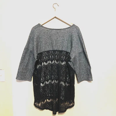 Suéter de punto gris para mujer Torrid de encaje negro talla grande 2 Fairygoth hecho en EE. UU. Foto 1 de 4