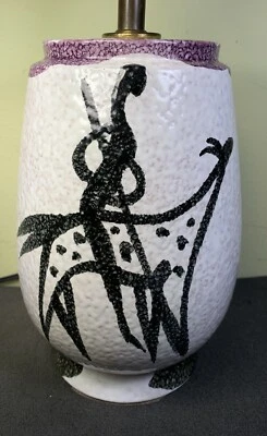 Mid Century Modern MCM Italian Art Pottery Lamp, Hunting Scene, Unique, HTF! - Image 1 of 4
