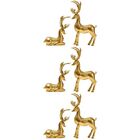  3 Paar goldene Hirsche Dekoration Harz Büro Weihnachtsdekoration