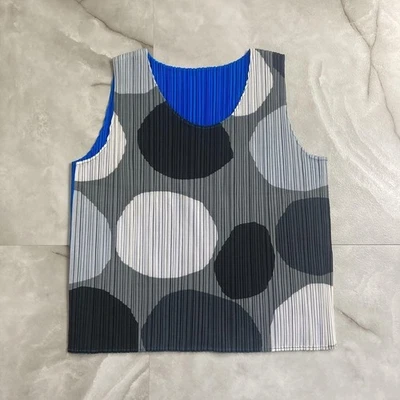 Camisa blusa pliegues por favor Issey Miyake lunares talla 3 auténtica de... - Imagen 1 de 4