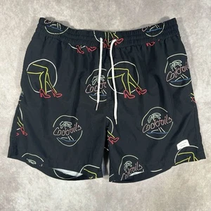 Duvin Mens Swim Shorts Black Neon Lights Night Life Vegas Sz Large 6” - Picture 1 of 6