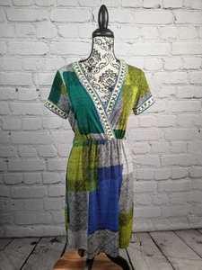 Bcbg Maxazria Geo Print Full Wrap Kurzarm Stretch Strick Größe Small Kleid b23 - Bild 1 von 11