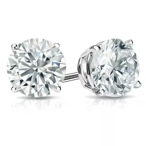 4.00 Ct E VS1 IGI Round real Lab Grown Diamond Stud Earrings 14k Gold push back - Picture 1 of 8