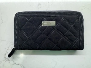 Vera Bradley Classic Black Quilted Geometric Pattern Zebra Print Lining Wallet - Picture 1 of 5
