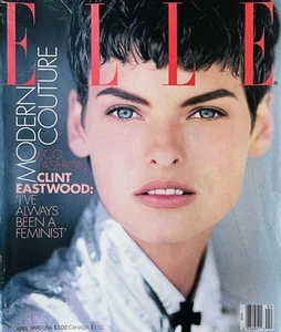 RARE ELLE US April 1990 LINDA EVANGELISTA Tatjana PATITZ Claudia SCHIFFER Naomi - Picture 1 of 24