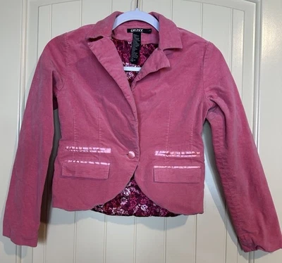 Chaqueta Blazer DKNY De Colección Niñas Rosa Terciopelo Talla L Ecuestre Y2K Foto 1 de 3