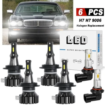 For Jaguar Vanden Plas 1998-2006 6x LED Headlight High/Low Beam +Fog Light Bulbs - Image 1 of 4