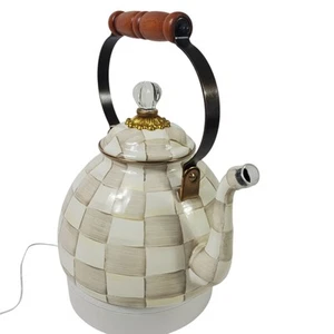 MacKenzie-Childs Mokka Karo Tee Wasserkocher Teekanne 3 Quart Neu ohne Verpackung - Bild 1 von 11