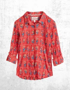 Ex Seasalt Women’s Long Sleeve Cotton Shirt in Dahila Red Larsa - Picture 1 of 5