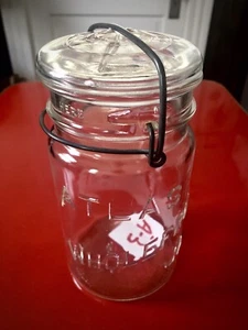 Atlas Whole Fruit Jar Hazel Atlas Glass Top Canning Jar Quart A-3 - Picture 1 of 15