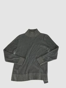 $295 Neiman Marcus Women's Gray Metallic Sequin Cashmere Turtleneck Top Size L - Picture 1 of 3