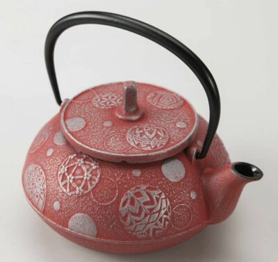 JAPANESE CAST IRON Teapot "Kyusu" JAPAN RED Capacity 22 oz IWACHU since 1902 - Image 1 of 3