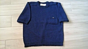 Huntington Ridge Women Solid Navy Blue Short Sleeve Crewneck Sweater Size M - Picture 1 of 4