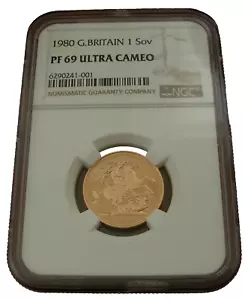 Great Britain 1980 Gold 1 Sovereign Pound NGC PF69UC - Picture 1 of 2