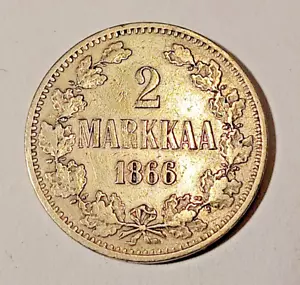Finnland * 2 Markkaa * 1866 * Silber * Alexander II * Erhaltung 1+/1 *RAR* - Bild 1 von 2