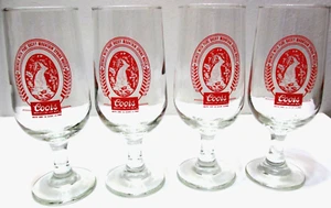 Vintage Coors Beer Stemmed Glasses or Goblets SET OF 4 Holds 10 oz 7" Tall - Picture 1 of 7