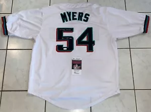 Dane Myers Signed Autographed Custom Jersey Miami Marlins Inscr MLB Debut JSA - Picture 1 of 2