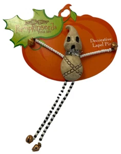 Prendedor de solapa decorativo Janell Berryman arte popular semillas de calabaza fantasma asustado Enesco - Imagen 1 de 9