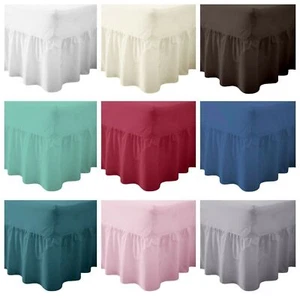 Percale Fitted Plain Dyed Valance Sheets Single Double King Super King Size UK - Picture 1 of 17