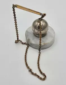 Vintage Steampunk Art Mini Fob MECHANICAL PENCIL stand Brass Chain marble base - Picture 1 of 4