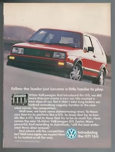 1987 VOLKSWAGEN GTI advertisement, VW GTI, red sports car print ad - Foto 1 di 3