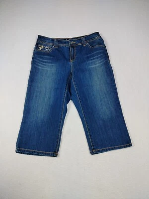 Pantalones Cortos de Jean Inc Denim Para Mujer 6 Azul Calce Curvilíneo Envejecido Bordado Elástico Foto 1 de 4