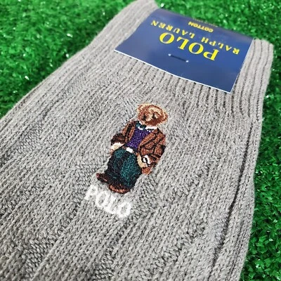 Polo Ralph Lauren Polo Bear Calcetines Clásicos Crew Algodón Gris Talla XL 13-16 Nuevo (C29) Foto 1 de 4