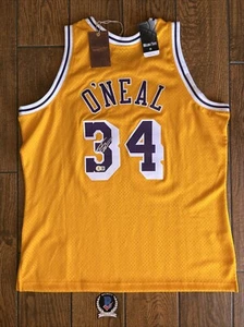 Shaq Signed Mitchell Ness Lakers Jersey Shaquille O’Neal Auto Beckett WITNESSED - Picture 1 of 7