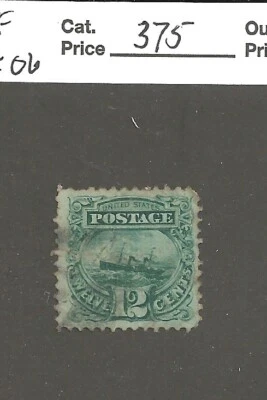 Scott 117, 12 cent green, SS Adriatic , 1869, XF, $375 cv - Image 1 of 2