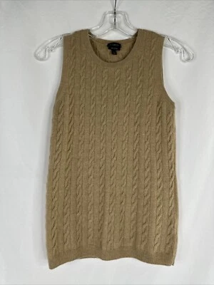 Talbots Pure Cashmere Sleeveless Sweater Womens Size S Beige Cable Knit - Image 1 of 4