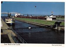 Tour Boat In The Soo Locks Sault St. Marie Michigan & Ontario Canada post card