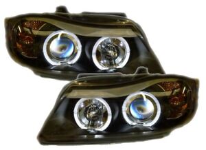 BLACK PROJECTOR-STYLE ANGEL EYE HEADLIGHTS to fit BMW 3 SERIES E90 saloon 05-08