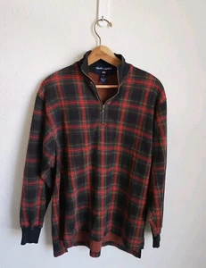 Vintage Polo Ralph Lauren Sport Half Zip Plaid Tartan Embroidery Sweatshirt M - Picture 1 of 16
